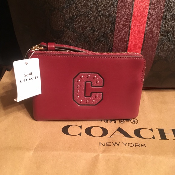Coach Varsity Stripe Red signature + C Wallet SET - Picture 2 of 8